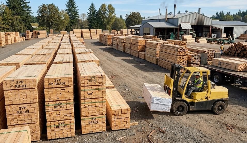 Stacks of reclaimed lumber ready for inspection and purchase
